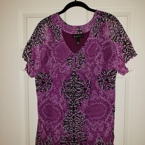 2X I.N.C. Purple Blouse with Sheer sleeves